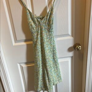 Only Women's Floral Midi Dress - Green and Yellow